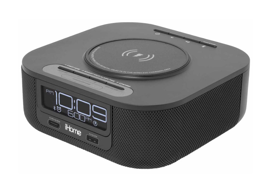 Ihome iplwbt5b alarm clock fm bluetooth radio with lightning iphone and iwatch charging dock station for iphone online xs